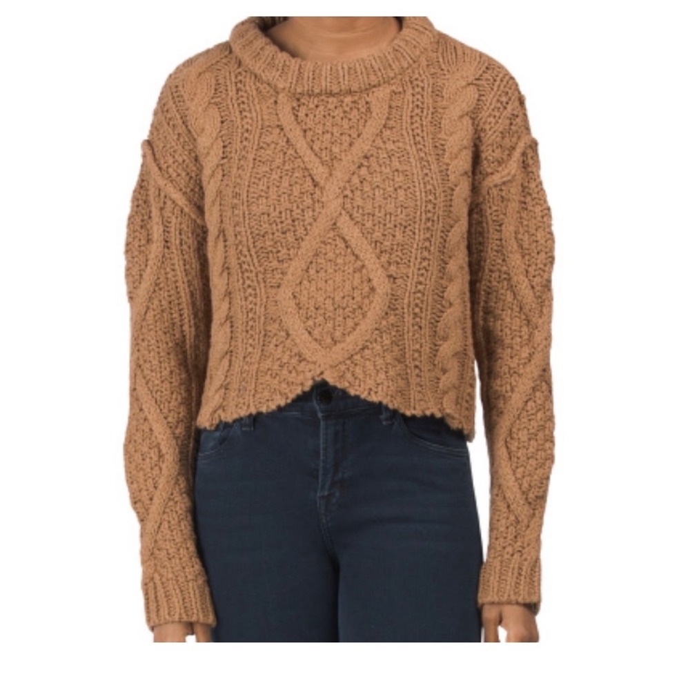 Free People Cutting Edge Cable Knit Sweater Womens Medium Cotton Long Sleeve